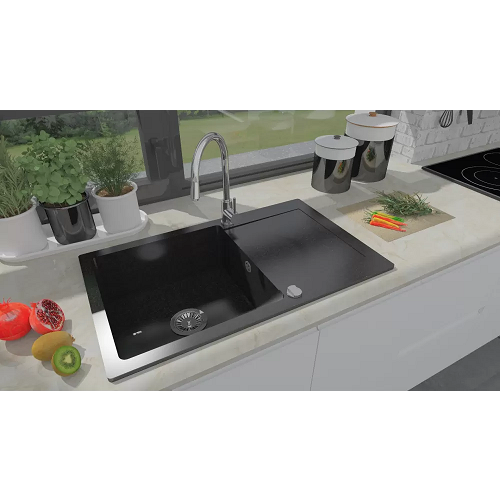 aranżacja zlewozmywak granitowy 1 komorowy z ociekaczem Rokla CC